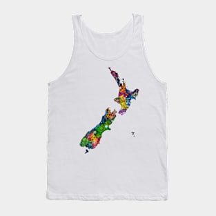Spirograph Patterned New Zealand Provinces Map Tank Top